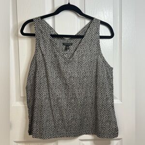 Eileen Fisher Organic Cotton Circle Print Sleeveless V-Neck Top Petite Small